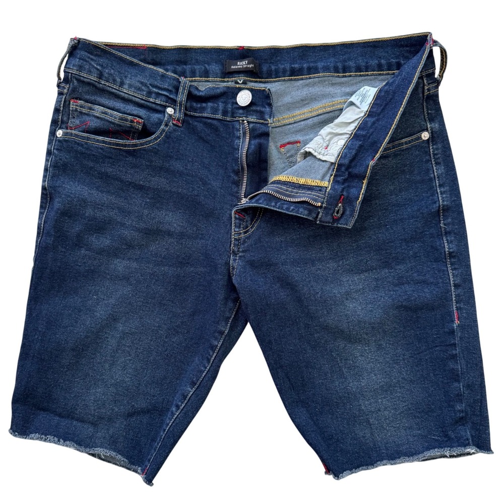 True‎ Religion Ricky Relaxed Straight Denim Shorts Mens Size 36x11 - Picture 3 of 11